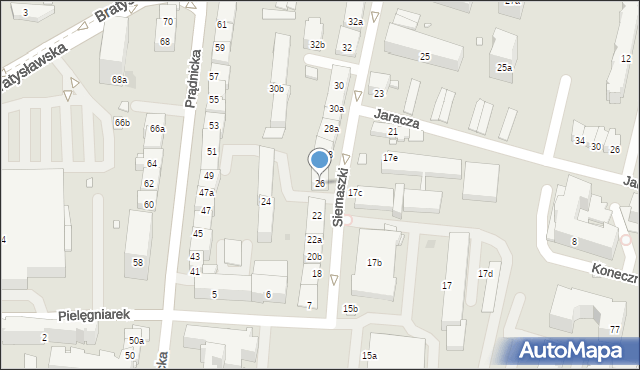 Kraków, Siemaszki Kazimierza, ks., 26, mapa Krakowa