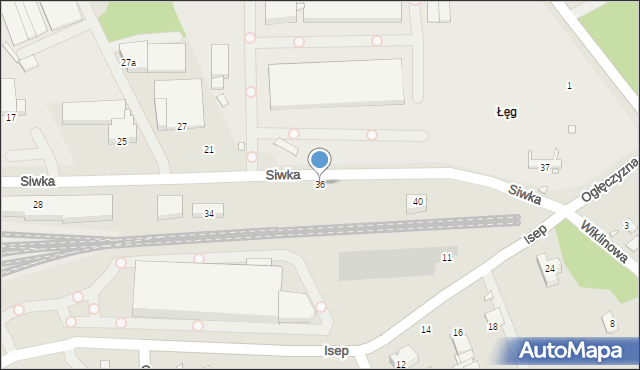 Kraków, Siwka, 36, mapa Krakowa