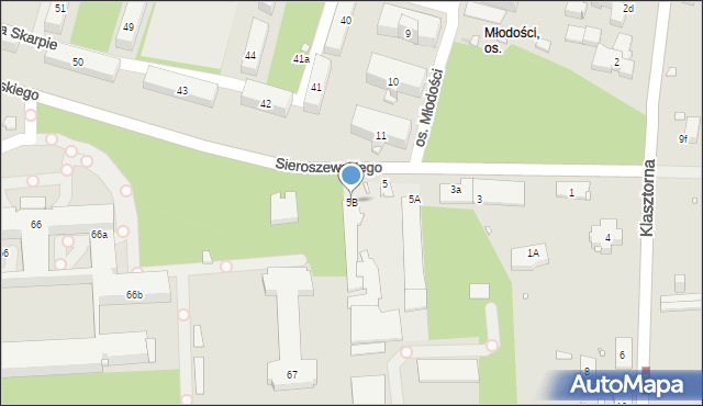 Kraków, Sieroszewskiego Wacława, 5B, mapa Krakowa