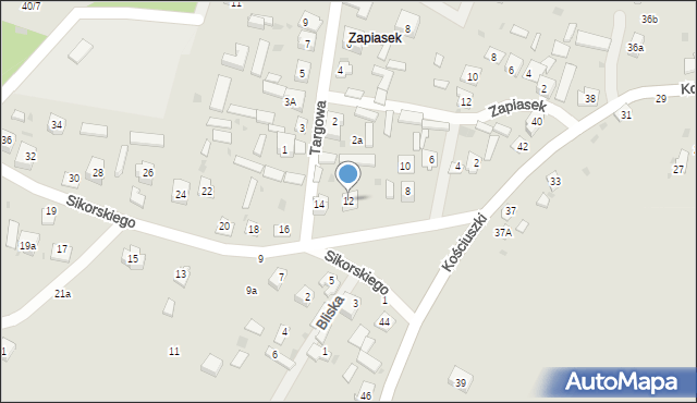 Krasnobród, Sikorskiego Władysława, gen., 12, mapa Krasnobród