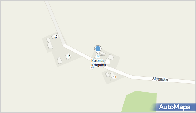 Krogulna, Siedlicka, 14, mapa Krogulna