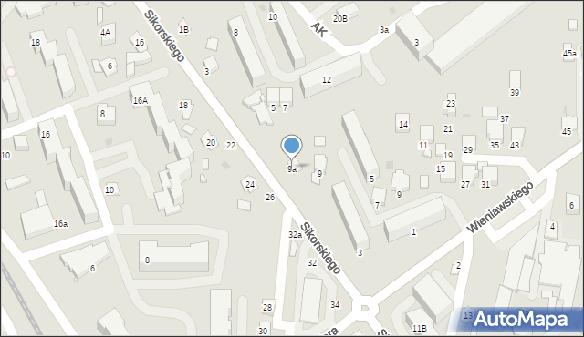 Krosno, Sikorskiego Władysława, gen., 9a, mapa Krosna