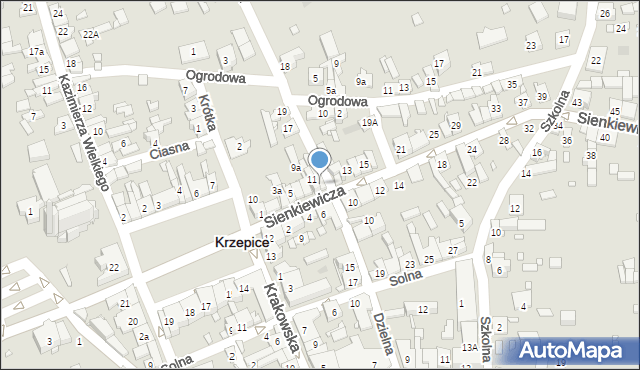 Krzepice, Sienkiewicza Henryka, 11a, mapa Krzepice