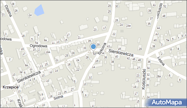Krzepice, Sienkiewicza Henryka, 32a, mapa Krzepice