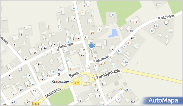 Krzeszów, Sieniawska, 10, mapa Krzeszów