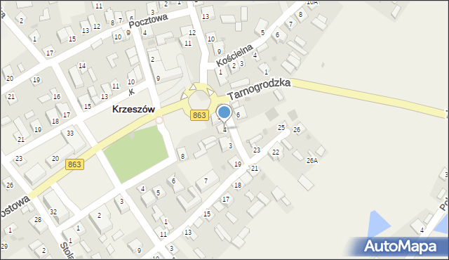 Krzeszów, Sieniawska, 4, mapa Krzeszów