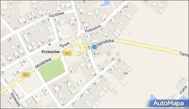 Krzeszów, Sieniawska, 6, mapa Krzeszów