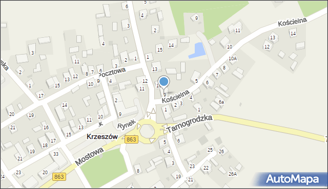 Krzeszów, Sieniawska, 9, mapa Krzeszów