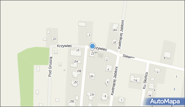 Krzywiec, Siewna, 13, mapa Krzywiec