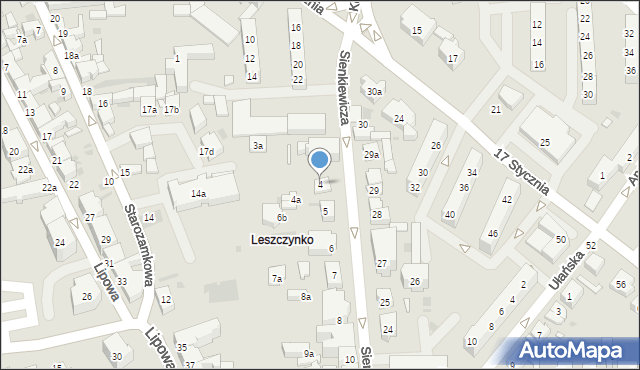 Leszno, Sienkiewicza Henryka, 4, mapa Leszno