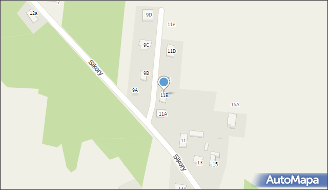 Liszyno, Sikory Wawrzyńca, 11B, mapa Liszyno