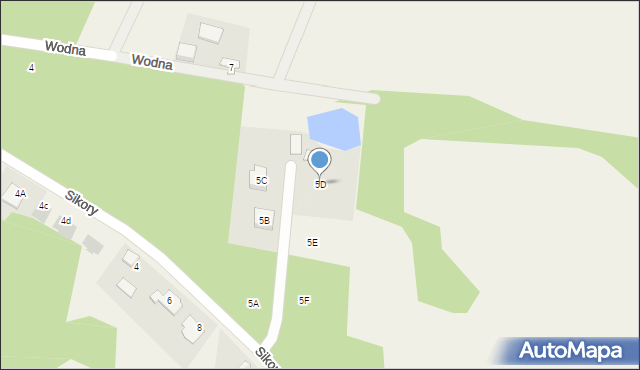 Liszyno, Sikory Wawrzyńca, 5D, mapa Liszyno