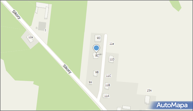 Liszyno, Sikory Wawrzyńca, 9C, mapa Liszyno