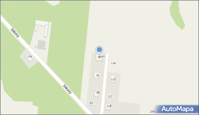 Liszyno, Sikory Wawrzyńca, 9D, mapa Liszyno