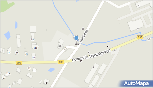 Łosice, Siedlecka, 28A, mapa Łosice