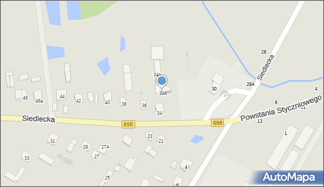 Łosice, Siedlecka, 34A, mapa Łosice