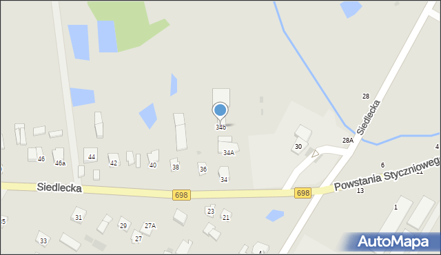 Łosice, Siedlecka, 34b, mapa Łosice