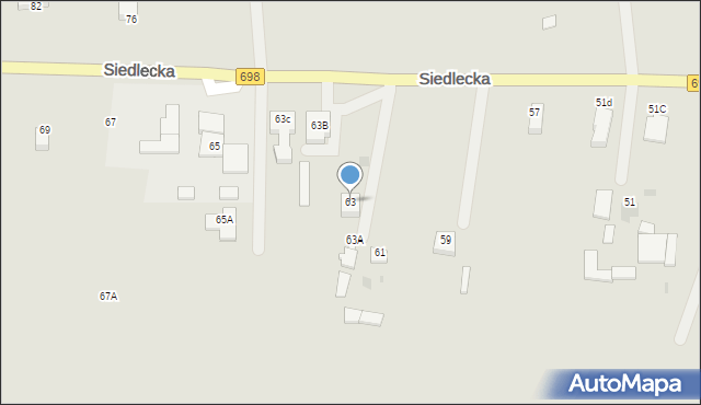 Łosice, Siedlecka, 63, mapa Łosice