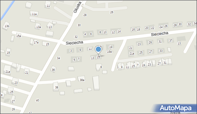 Lublin, Sieciecha Wojciecha, 15, mapa Lublina