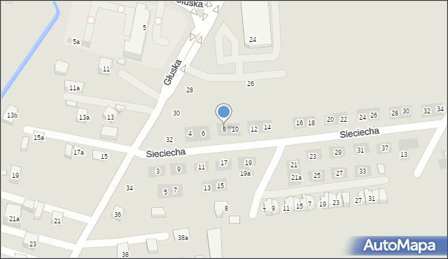 Lublin, Sieciecha Wojciecha, 8, mapa Lublina