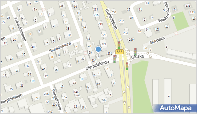 Lublin, Sierpińskiego Seweryna, 3, mapa Lublina