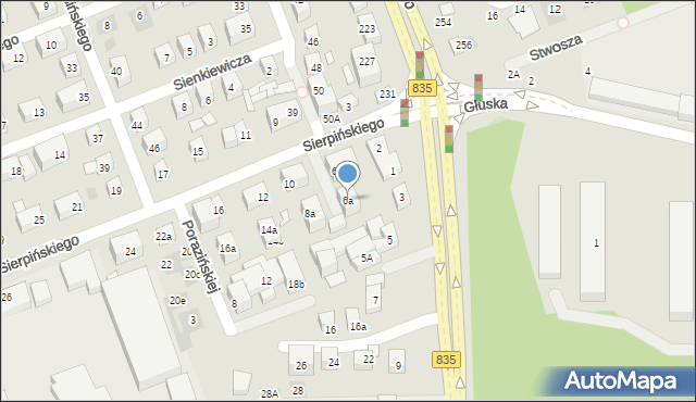 Lublin, Sierpińskiego Seweryna, 6a, mapa Lublina