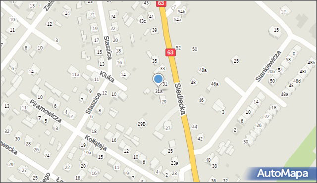 Łuków, Siedlecka, 31a, mapa Łuków