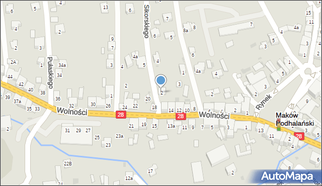Maków Podhalański, Sikorskiego Władysława, gen., 2, mapa Maków Podhalański