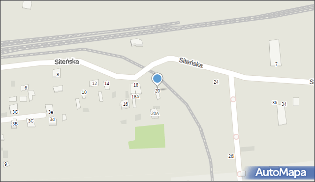 Międzyrzec Podlaski, Siteńska, 20, mapa Międzyrzec Podlaski