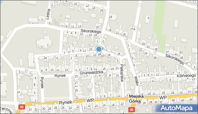 Miejska Górka, Sienkiewicza Henryka, 12a, mapa Miejska Górka