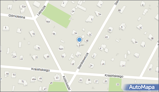 Milanówek, Sienkiewicza Henryka, 3, mapa Milanówek