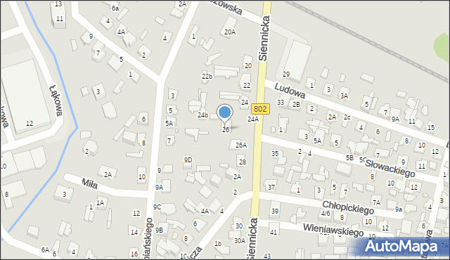 Mińsk Mazowiecki, Siennicka, 26, mapa Mińsk Mazowiecki