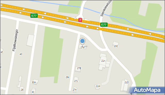 Myślenice, Sienkiewicza Henryka, 27d, mapa Myślenice