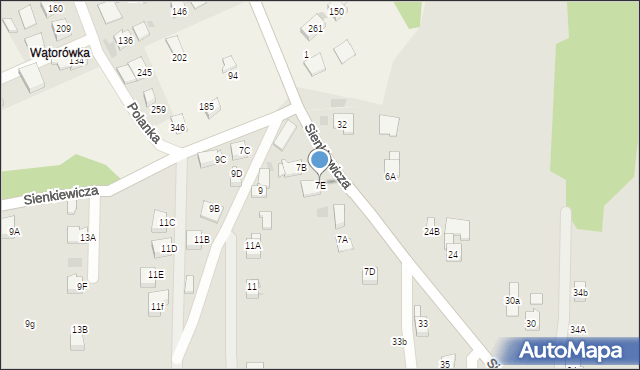 Myślenice, Sienkiewicza Henryka, 7E, mapa Myślenice