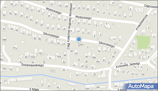 Myślenice, Sikorskiego Władysława, gen., 11, mapa Myślenice