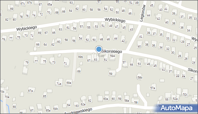 Myślenice, Sikorskiego Władysława, gen., 63a, mapa Myślenice