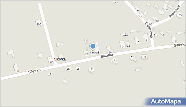 Myszków, Sikorka, 20, mapa Myszków