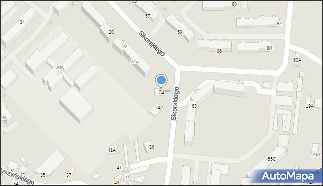 Myszków, Sikorskiego Władysława, gen., 24, mapa Myszków