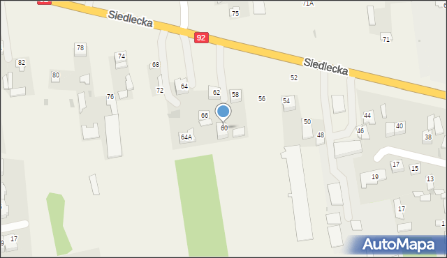 Nowe Iganie, Siedlecka, 60, mapa Nowe Iganie