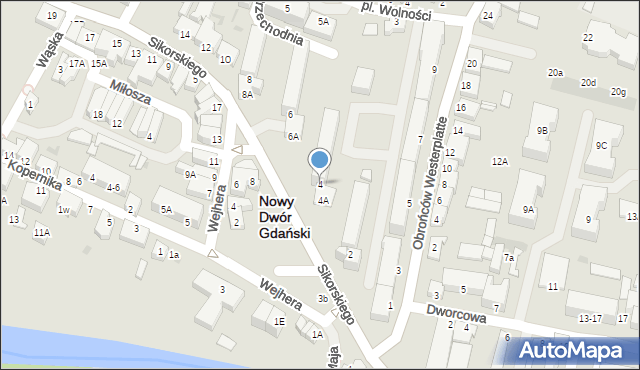 Nowy Dwór Gdański, Sikorskiego Władysława, gen., 4, mapa Nowy Dwór Gdański