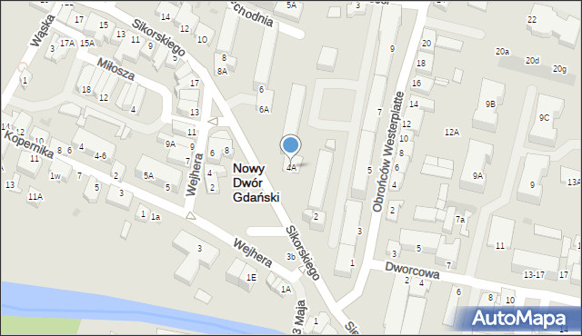 Nowy Dwór Gdański, Sikorskiego Władysława, gen., 4A, mapa Nowy Dwór Gdański