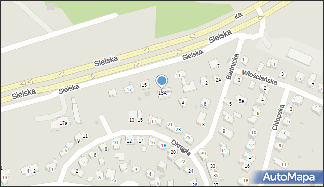 Olsztyn, Sielska, 13A, mapa Olsztyna