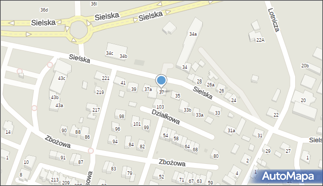 Olsztyn, Sielska, 37, mapa Olsztyna