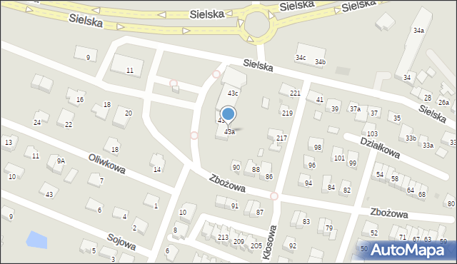 Olsztyn, Sielska, 43a, mapa Olsztyna