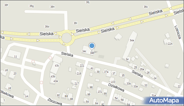 Olsztyn, Sielska, 34b, mapa Olsztyna