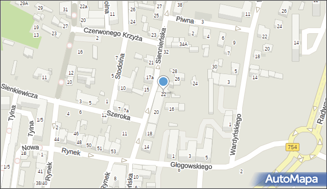 Ostrowiec Świętokrzyski, Siennieńska, 22, mapa Ostrowiec Świętokrzyski