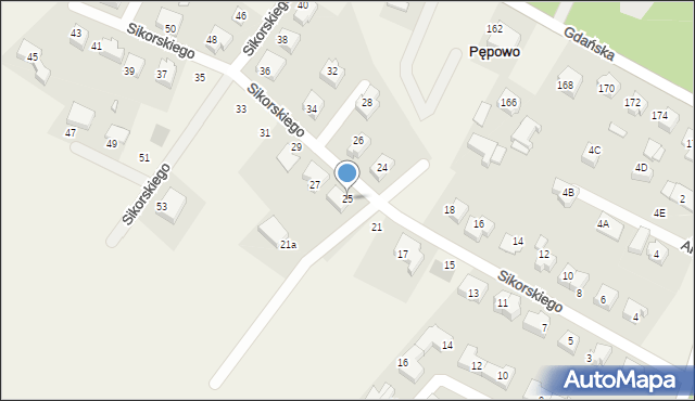 Pępowo, Sikorskiego Władysława, gen., 25, mapa Pępowo