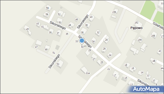 Pępowo, Sikorskiego Władysława, gen., 31, mapa Pępowo