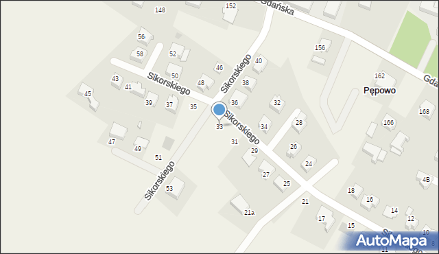 Pępowo, Sikorskiego Władysława, gen., 33, mapa Pępowo