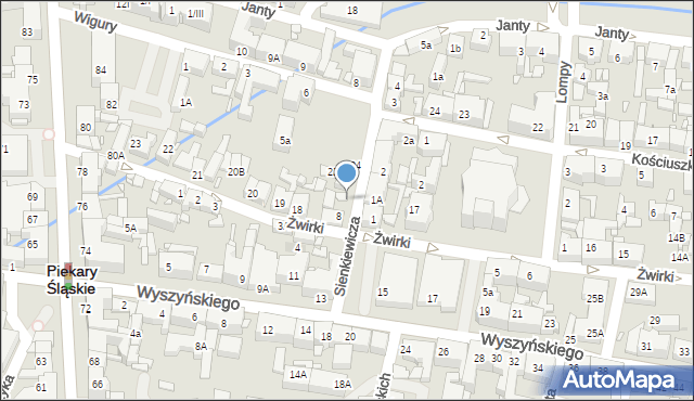 Piekary Śląskie, Sienkiewicza Henryka, 8A, mapa Piekary Śląskie